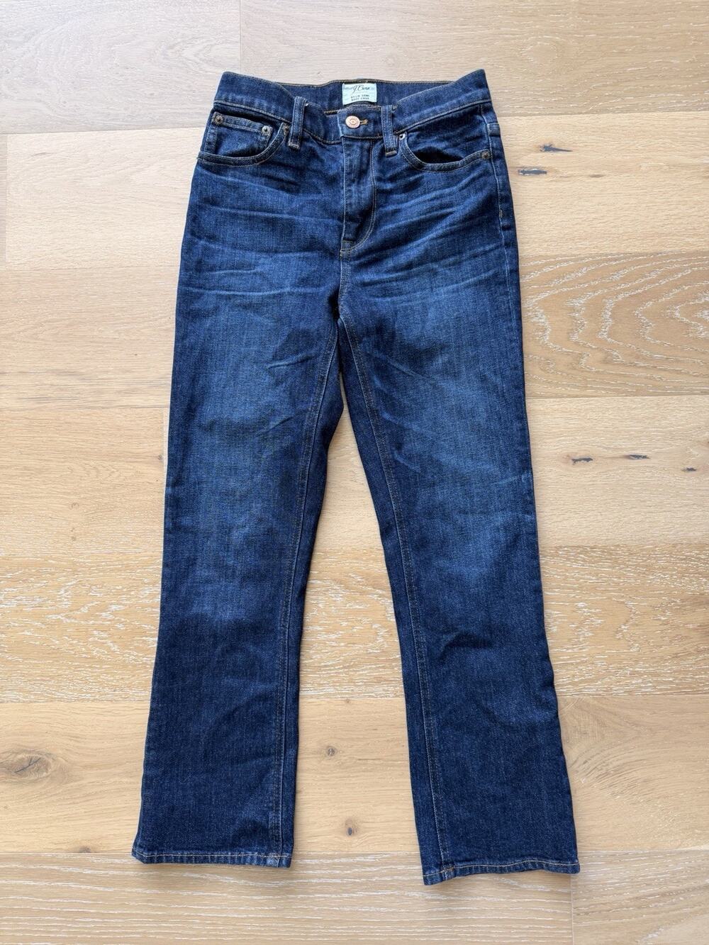J. Crew Billie Demi Boot Crop Dark Wash Jeans Size 24 Waist, 25 Inch Inseam